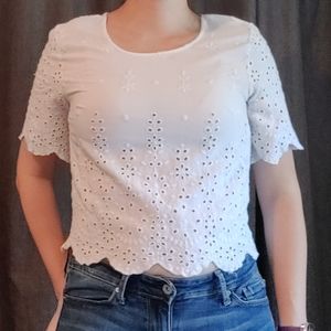 White eyelet crop top, Med tag, fits like small/xs
